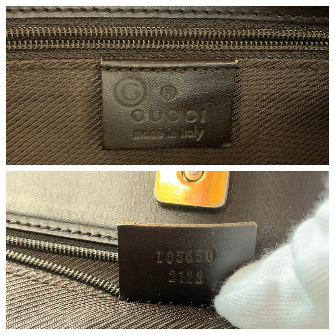 GUCCI Tote Bag 105650 GG canvas, leather Brown Gold Metal Tote Bag handbag Women Used Authentic
