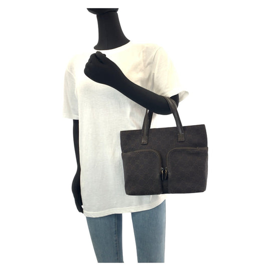 GUCCI Tote Bag 105650 GG canvas, leather Brown Gold Metal Tote Bag handbag Women Used Authentic