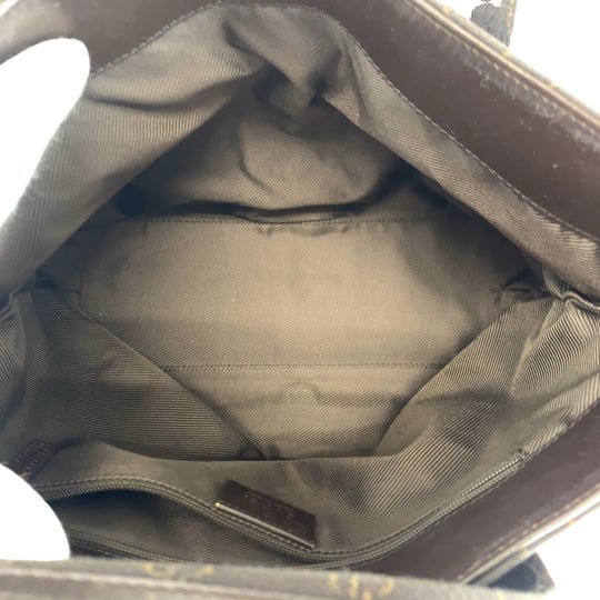 GUCCI Tote Bag 105650 GG canvas, leather Brown Gold Metal Tote Bag handbag Women Used Authentic