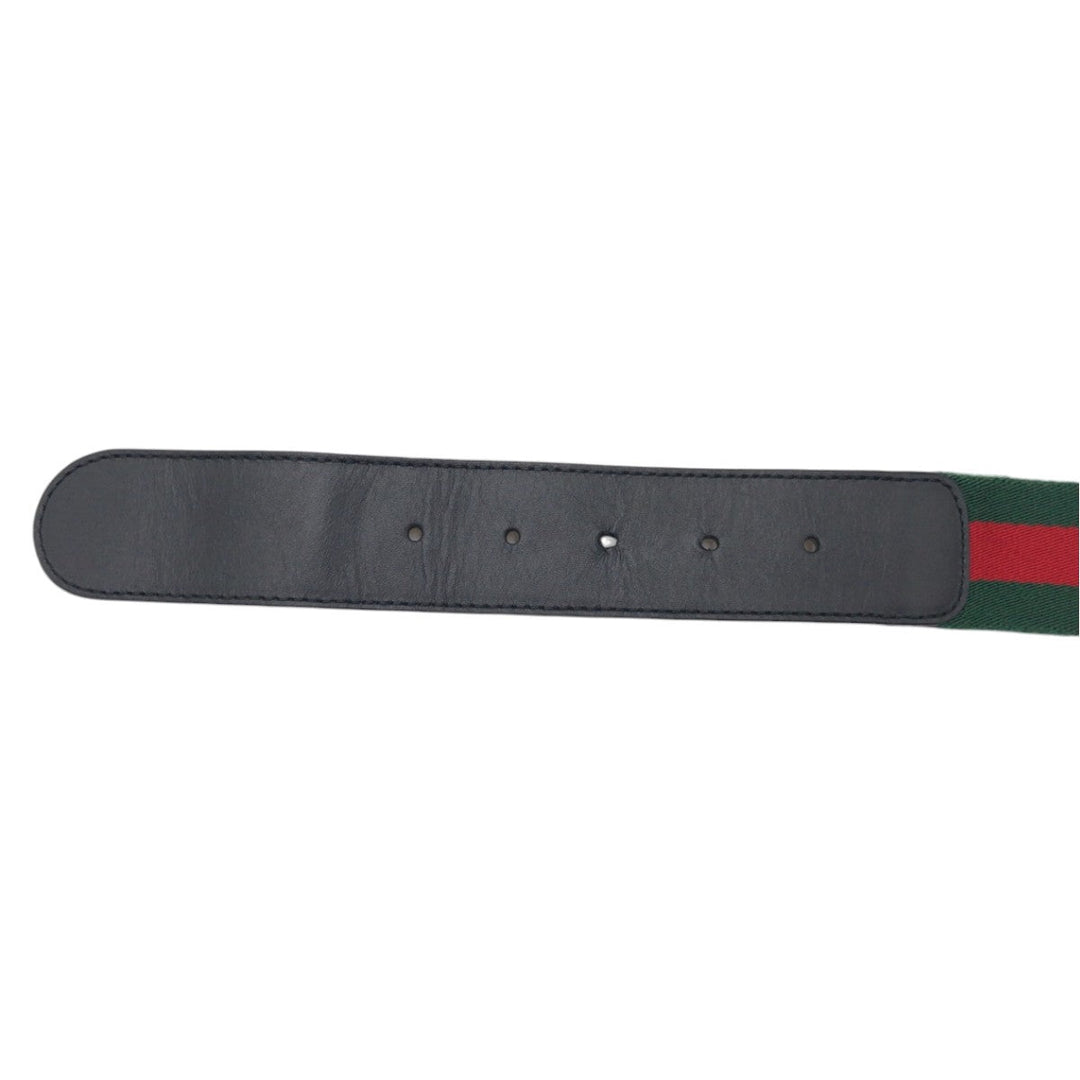 GUCCI belt cotton Green Red Silver Sherry line Interlocking G