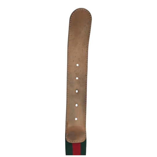 GUCCI belt cotton Green Red Silver Sherry line Interlocking G