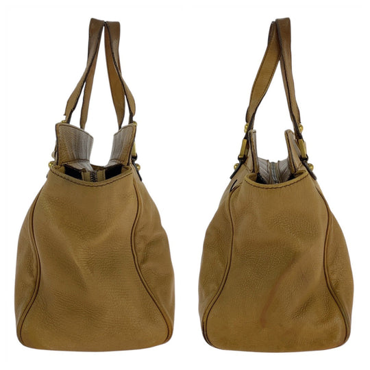 GUCCI Handbag 121551 leather Brown Gold Metal Blondy Women Used Authentic