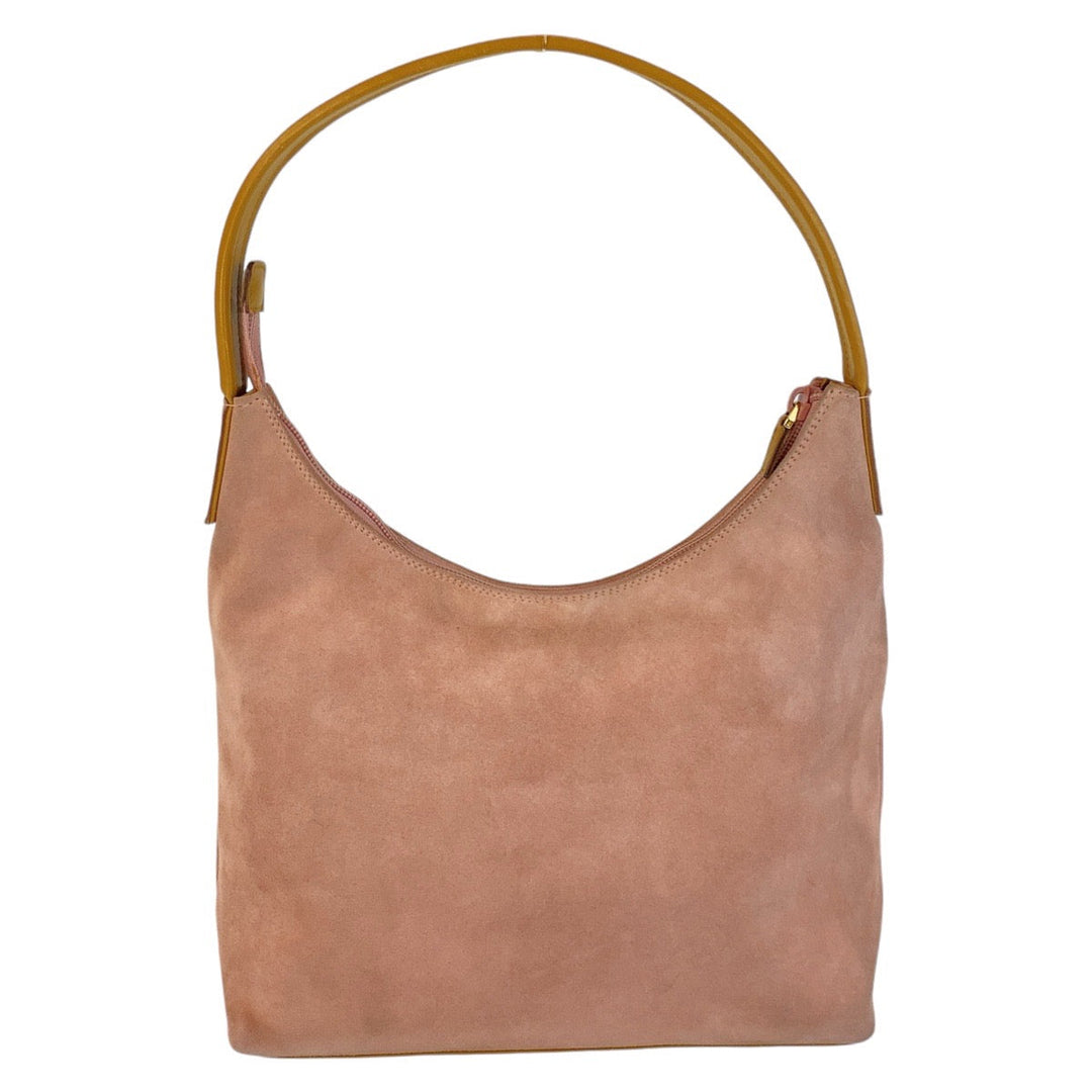 GUCCI Shoulder Bag 001 3386 Suede Pink Gold Metal Shoulder Bag Women Used Authentic