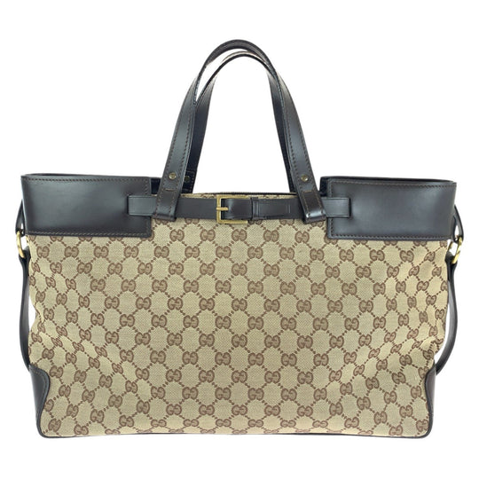 GUCCI Tote Bag 106251 GG canvas, leather Brown Gold Metal Tote Bag Shoulder Bag Women Used Authentic