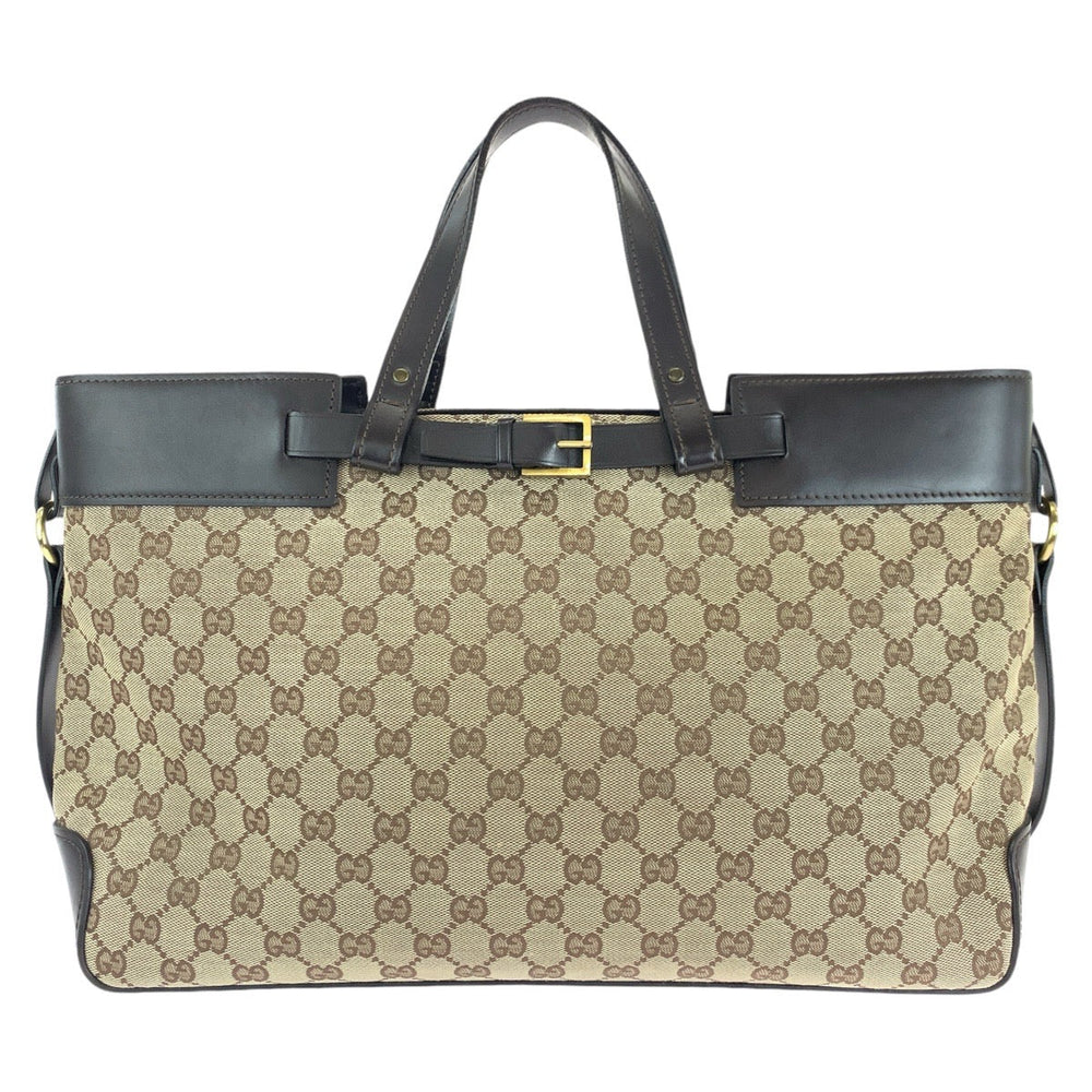 GUCCI Tote Bag 106251 GG canvas, leather Brown Gold Metal Tote Bag Shoulder Bag Women Used Authentic