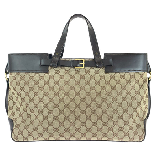GUCCI Tote Bag 106251 GG canvas, leather Brown Gold Metal Tote Bag Shoulder Bag Women Used Authentic