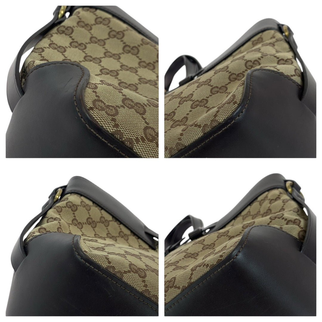 GUCCI Tote Bag 106251 GG canvas, leather Brown Gold Metal Tote Bag Shoulder Bag Women Used Authentic