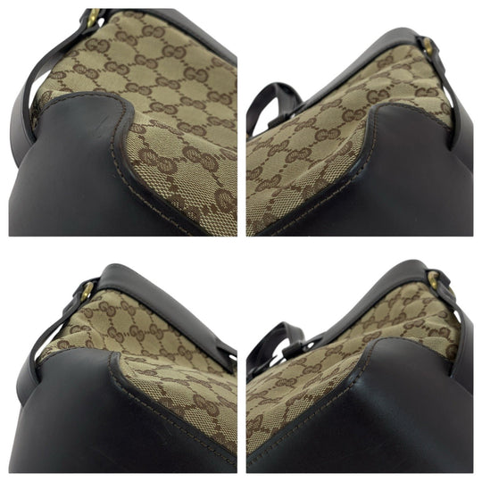 GUCCI Tote Bag 106251 GG canvas, leather Brown Gold Metal Tote Bag Shoulder Bag Women Used Authentic