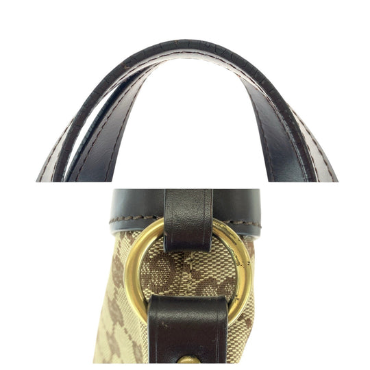 GUCCI Tote Bag 106251 GG canvas, leather Brown Gold Metal Tote Bag Shoulder Bag Women Used Authentic