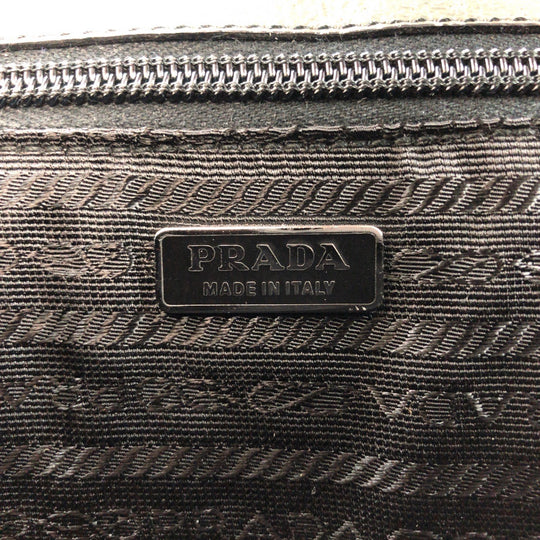 PRADA Business bag leather Green Blue SilverMetal Business bag handbag Bicolor triangleWith logo mens Used Authentic