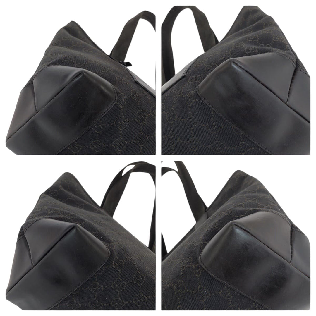 GUCCI Tote Bag 34339 GG canvas, leather Brown Silver Metal Tote Bag Shoulder Bag Women Used Authentic