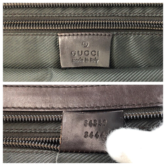 GUCCI Tote Bag 34339 GG canvas, leather Brown Silver Metal Tote Bag Shoulder Bag Women Used Authentic
