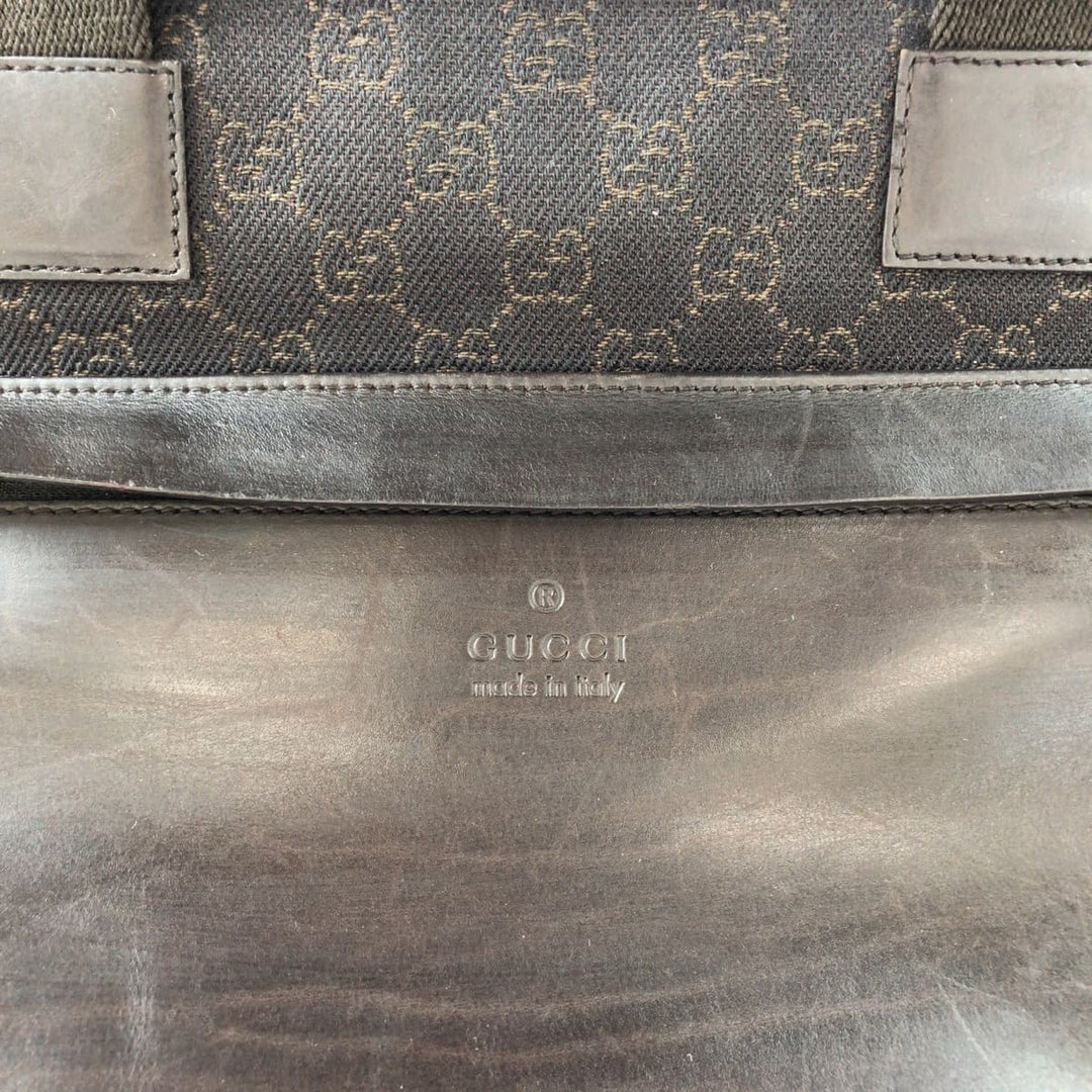 GUCCI Tote Bag 34339 GG canvas, leather Brown Silver Metal Tote Bag Shoulder Bag Women Used Authentic