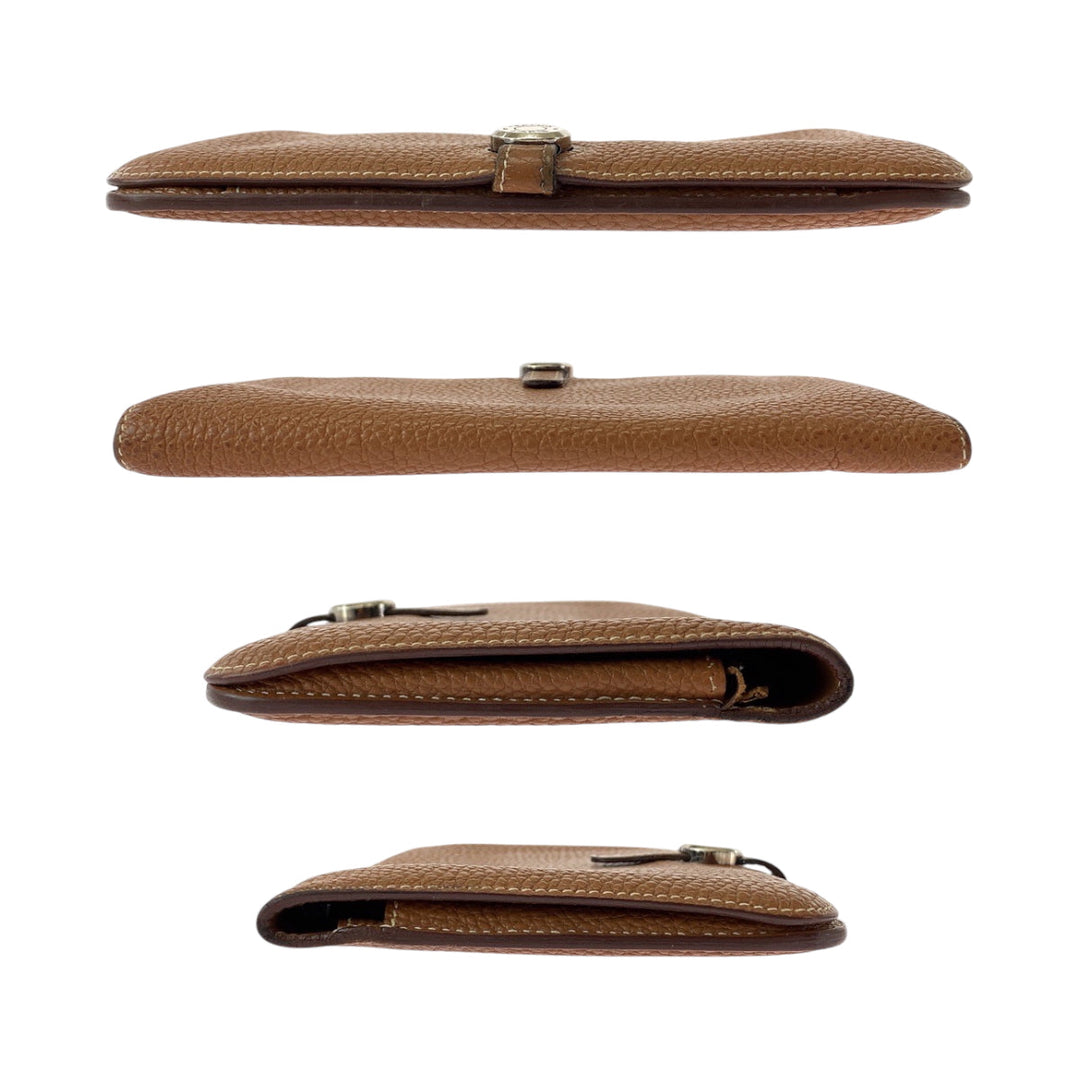 HERMES Long Wallet Purse Togo Gold brown Long Wallet Purse Dogon GM Women Used Authentic