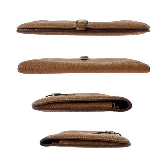 HERMES Long Wallet Purse Togo Gold brown Long Wallet Purse Dogon GM Women Used Authentic