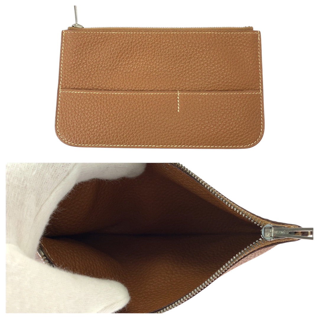 HERMES Long Wallet Purse Togo Gold brown Long Wallet Purse Dogon GM Women Used Authentic
