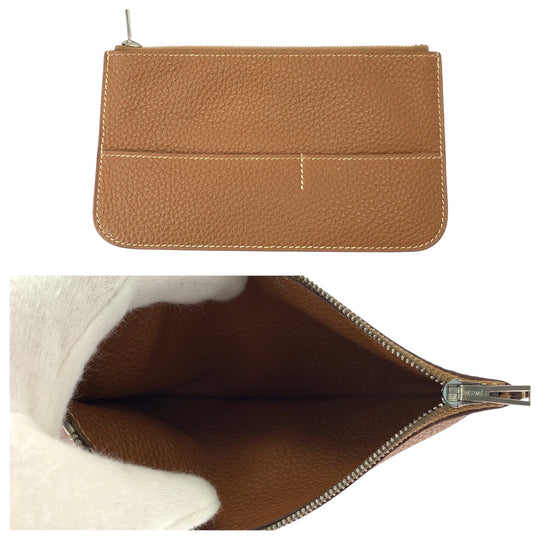 HERMES Long Wallet Purse Togo Gold brown Long Wallet Purse Dogon GM Women Used Authentic