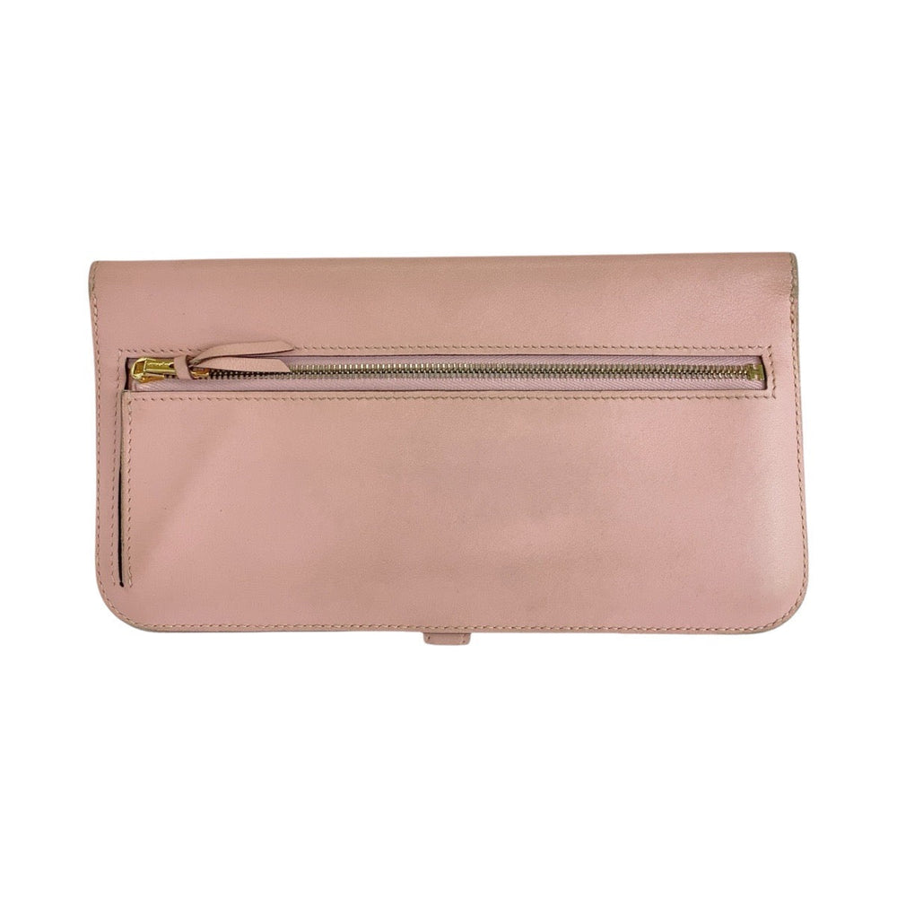 HERMES Long Wallet Purse Vaux Swift Pink Rose Sakura Long Wallet Purse Dogon Long Women Used Authentic