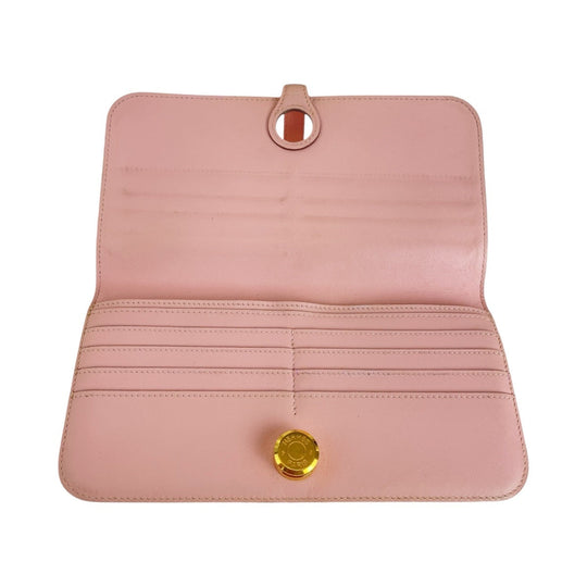 HERMES Long Wallet Purse Vaux Swift Pink Rose Sakura Long Wallet Purse Dogon Long Women Used Authentic