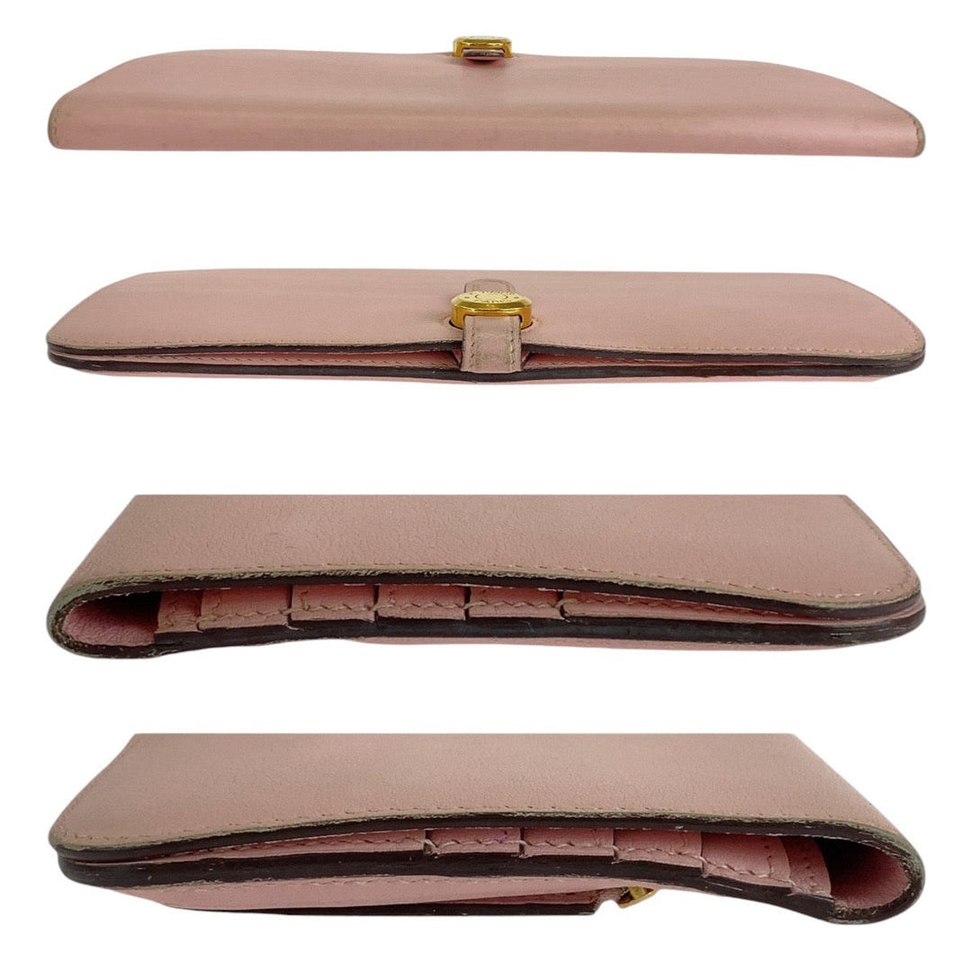 HERMES Long Wallet Purse Vaux Swift Pink Rose Sakura Long Wallet Purse Dogon Long Women Used Authentic