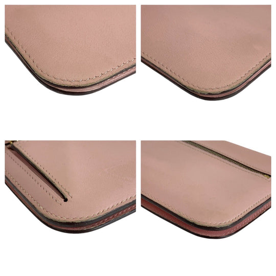 HERMES Long Wallet Purse Vaux Swift Pink Rose Sakura Long Wallet Purse Dogon Long Women Used Authentic