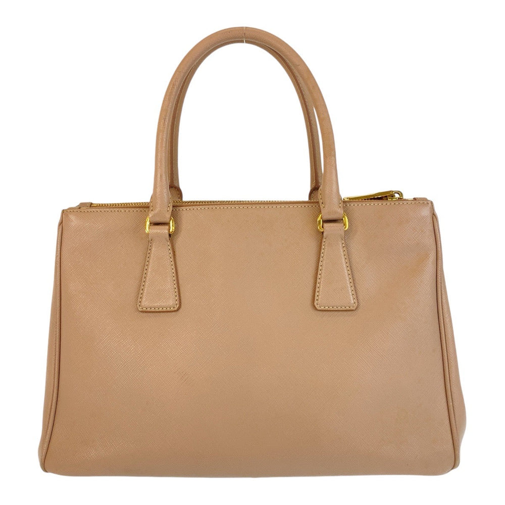 PRADA Handbag leather Beige Gold Metal Handbag Crossbody Shoulder Bag 2way Safiano Galleria TriangleWith logo Women Used Authentic