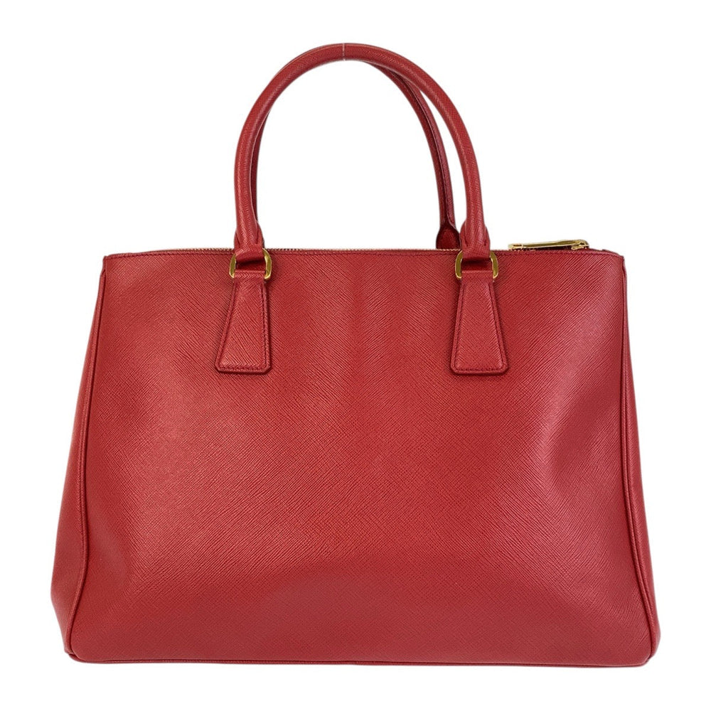 PRADA Handbag leather Red Gold Metal Handbag Safiano Galleria Women Used Authentic