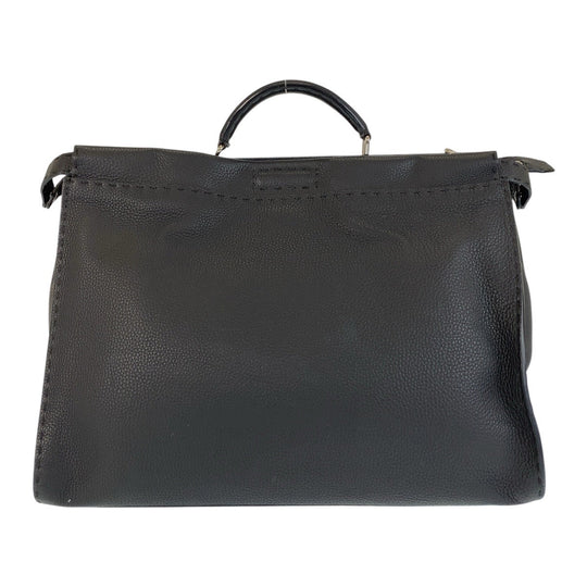 FENDI Business bag leather Black SilverMetal Business bag briefcase Celeria Peekaboo mens Used Authentic