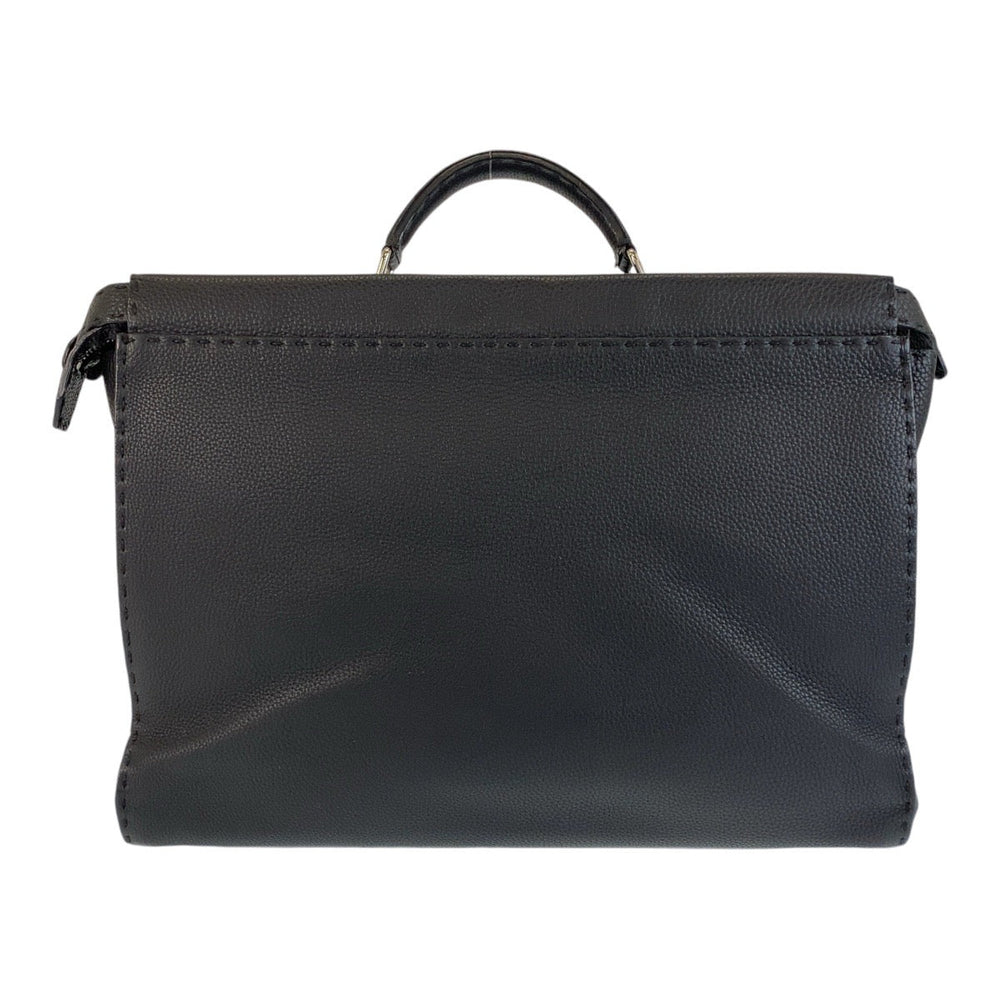 FENDI Business bag leather Black SilverMetal Business bag briefcase Celeria Peekaboo mens Used Authentic