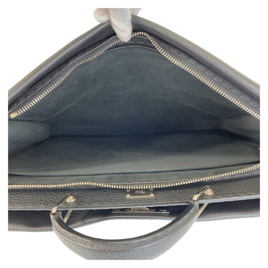 FENDI Business bag leather Black SilverMetal Business bag briefcase Celeria Peekaboo mens Used Authentic