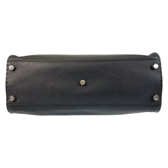 FENDI Business bag leather Black SilverMetal Business bag briefcase Celeria Peekaboo mens Used Authentic