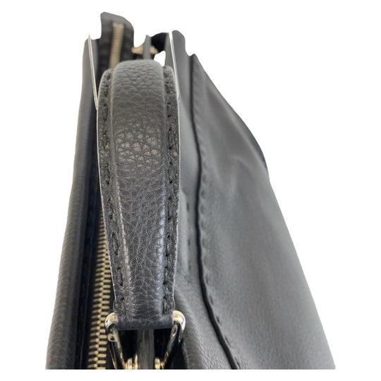 FENDI Business bag leather Black SilverMetal Business bag briefcase Celeria Peekaboo mens Used Authentic