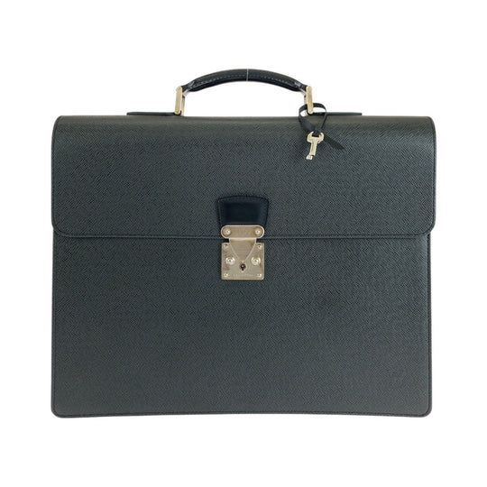 LOUIS VUITTON Business bag M30032 leather Ardoise Black SilverMetal Business bag briefcase Taiga Moscova mens Used Authentic