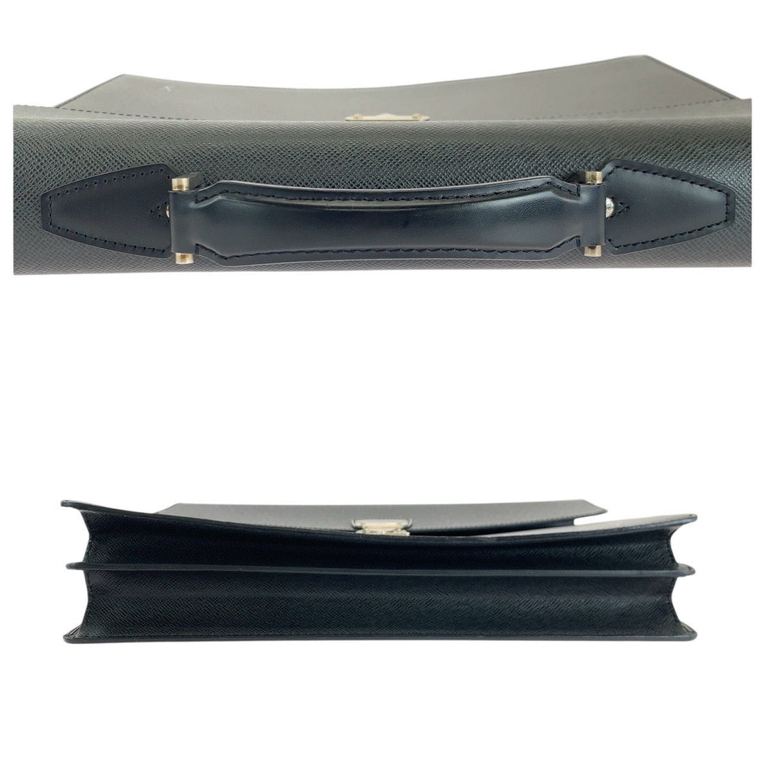 LOUIS VUITTON Business bag M30032 leather Ardoise Black SilverMetal Business bag briefcase Taiga Moscova mens Used Authentic