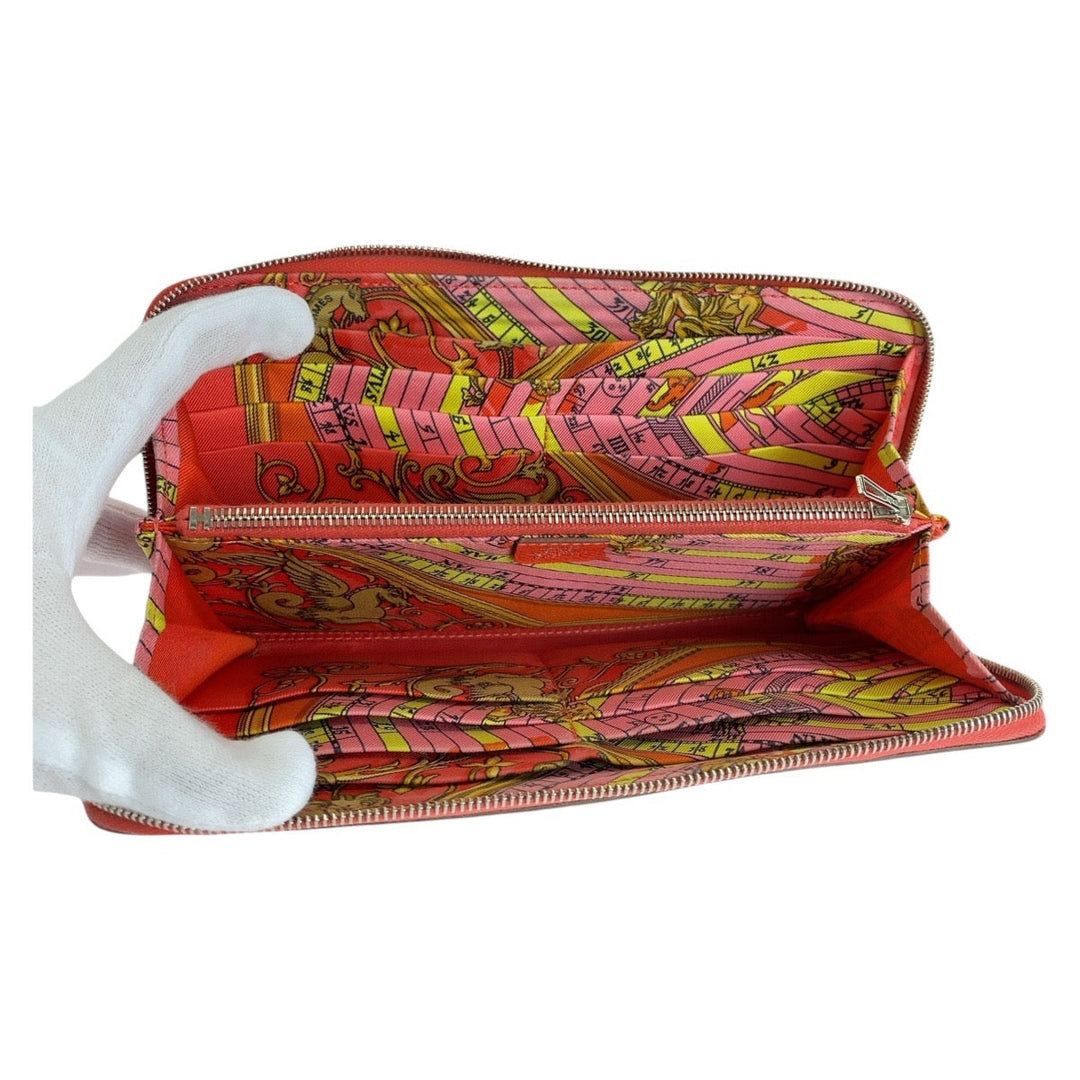 HERMES Long Wallet Purse Epsom Rose Jaipur Pink SilverMetal Long Wallet Purse Azap long silk in Women Used Authentic