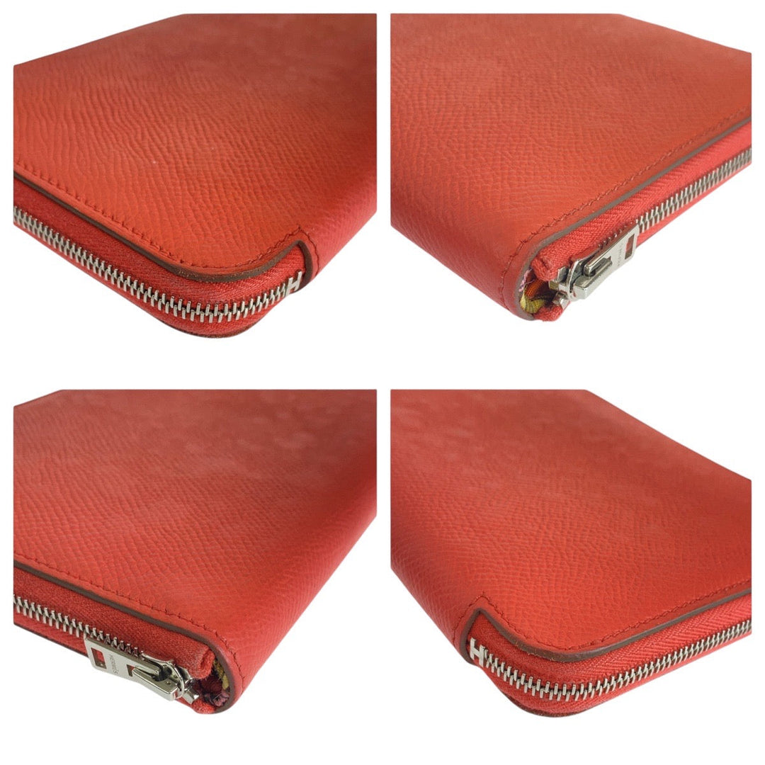 HERMES Long Wallet Purse Epsom Rose Jaipur Pink SilverMetal Long Wallet Purse Azap long silk in Women Used Authentic