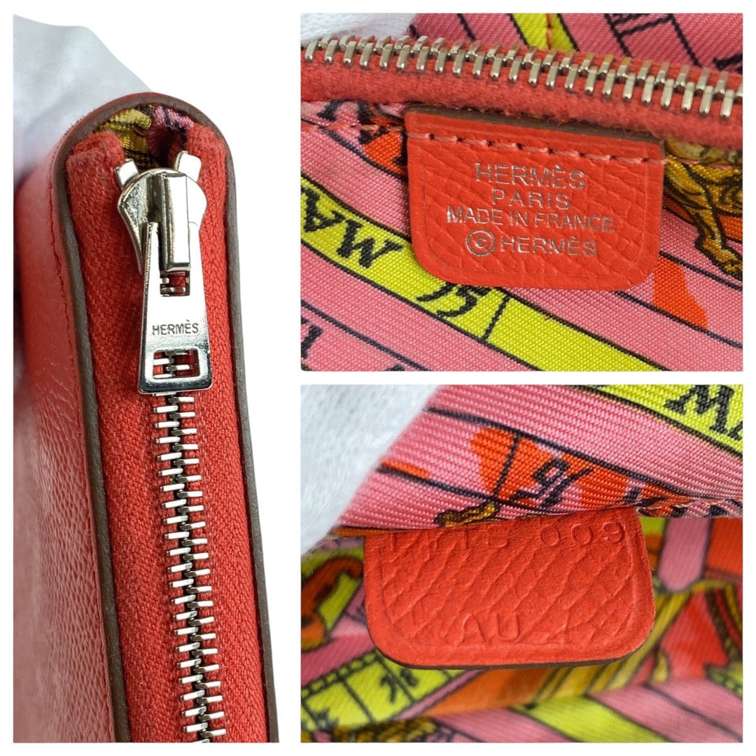 HERMES Long Wallet Purse Epsom Rose Jaipur Pink SilverMetal Long Wallet Purse Azap long silk in Women Used Authentic