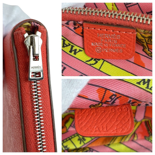 HERMES Long Wallet Purse Epsom Rose Jaipur Pink SilverMetal Long Wallet Purse Azap long silk in Women Used Authentic