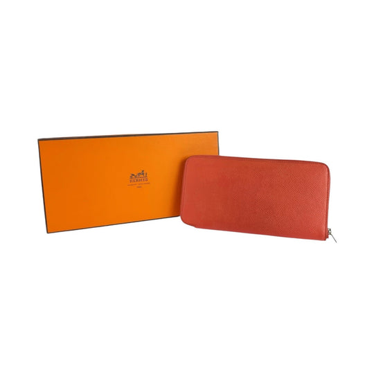 HERMES Long Wallet Purse Epsom Rose Jaipur Pink SilverMetal Long Wallet Purse Azap long silk in Women Used Authentic