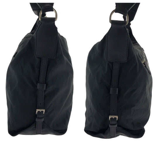 PRADA Shoulder Bag Nylon Black SilverMetal Shoulder Bag Messenger bag Test Triangle With logo mens Used Authentic