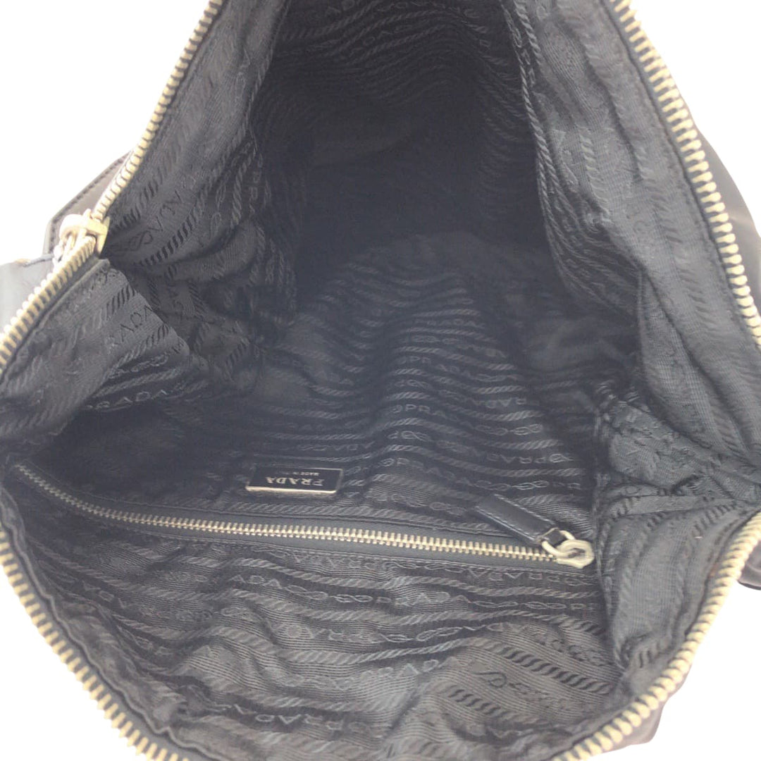 PRADA Shoulder Bag Nylon Black SilverMetal Shoulder Bag Messenger bag Test Triangle With logo mens Used Authentic