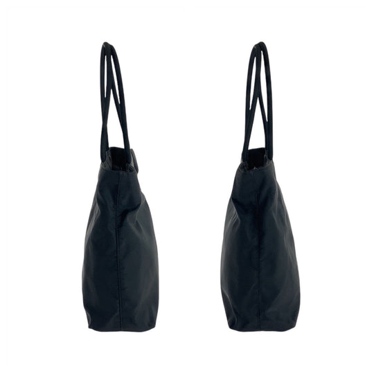 PRADA Shoulder Bag Nylon Black SilverMetal Shoulder Bag Tote Bag Test Triangle With logo Women Used Authentic
