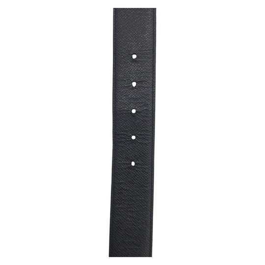 LOUIS VUITTON belt M0157 leather Black Grey Silver Monogram Saint Tulle Initial Reversible mens Used Authentic