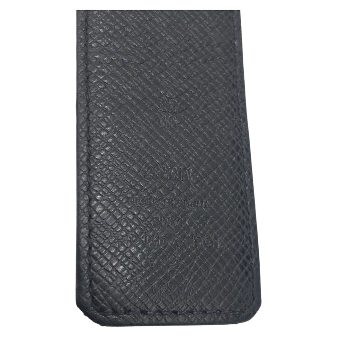 LOUIS VUITTON belt M0157 leather Black Grey Silver Monogram Saint Tulle Initial Reversible mens Used Authentic