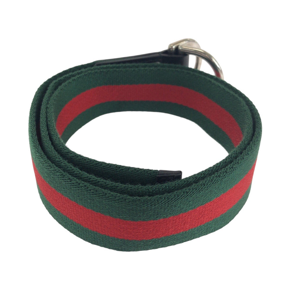 GUCCI belt 451136 canvas Green Red SilverMetal Sherry line 34