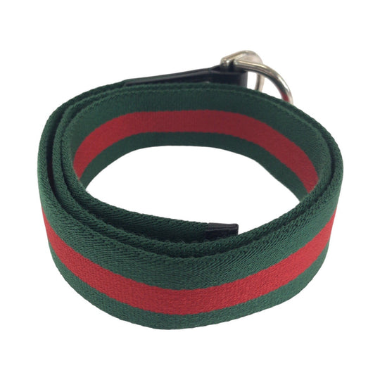 GUCCI belt 451136 canvas Green Red SilverMetal Sherry line 34