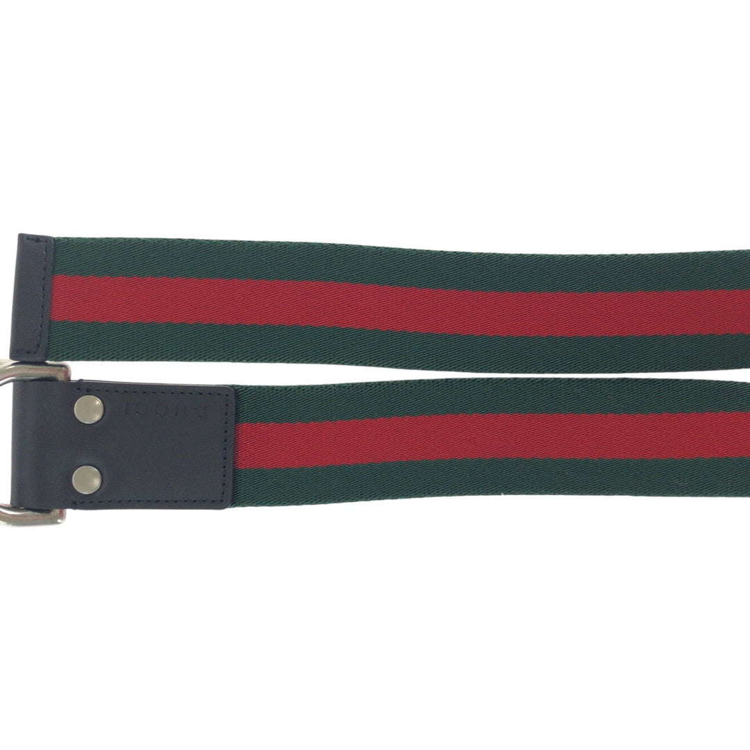 GUCCI belt 451136 canvas Green Red SilverMetal Sherry line 34