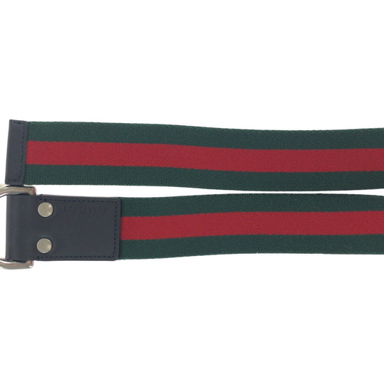 GUCCI belt 451136 canvas Green Red SilverMetal Sherry line 34