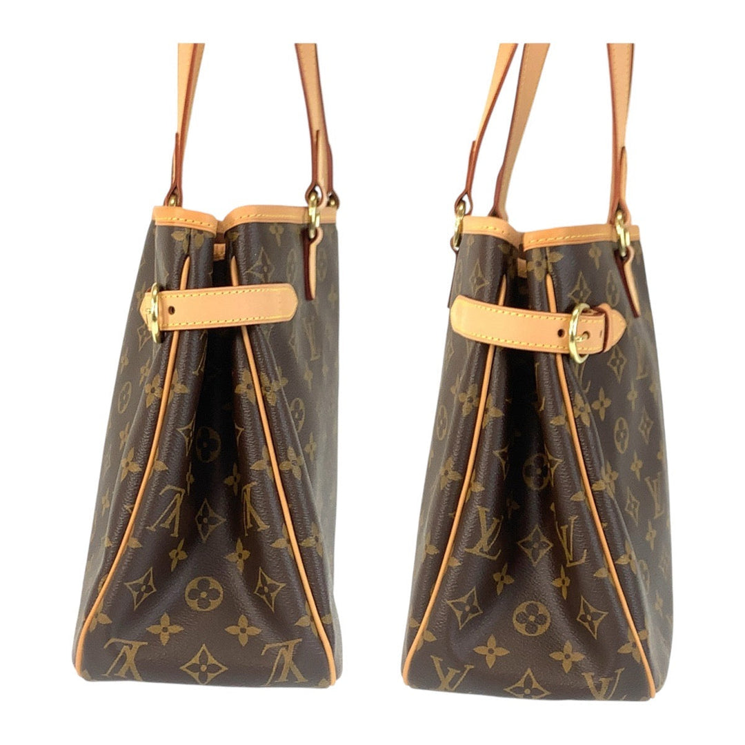 LOUIS VUITTON Tote Bag M51154 PVC Brown Gold Metal Tote Bag Shoulder Bag Monogram Batignolles Horizontal Women Used Authentic
