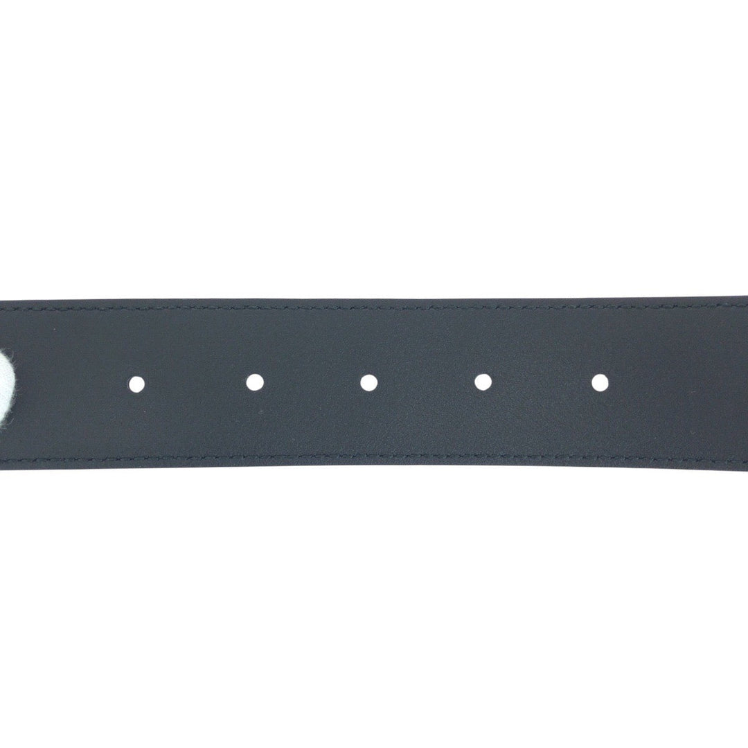 GUCCI belt 370543 leather black Belts Unisex Interlocking mens 30 Used Authentic